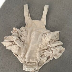 Beige Ruffle Baby One-Piece Romper